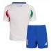 Camisa de Futebol Itália Equipamento Secundário Infantil Europeu 2024 Manga Curta (+ Calças curtas)